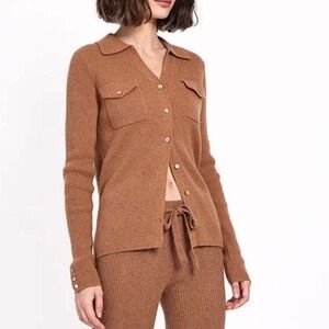 NWOT Minnie Rose Cashmere Ribbed Button Down Cardigan Sweater Quiet Luxury